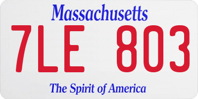 MA license plate 7LE803