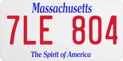 MA license plate 7LE804
