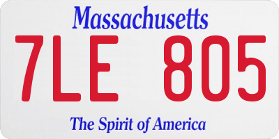 MA license plate 7LE805