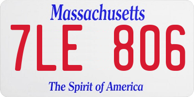 MA license plate 7LE806