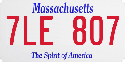 MA license plate 7LE807