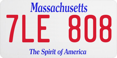 MA license plate 7LE808