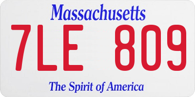MA license plate 7LE809