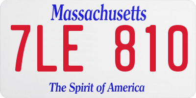 MA license plate 7LE810