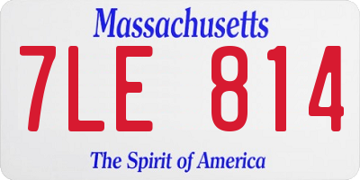 MA license plate 7LE814