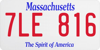 MA license plate 7LE816