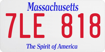 MA license plate 7LE818