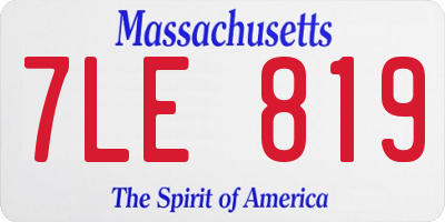 MA license plate 7LE819