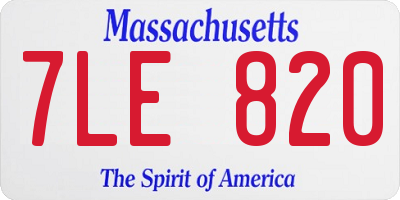 MA license plate 7LE820