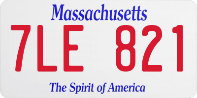 MA license plate 7LE821