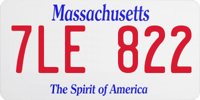 MA license plate 7LE822