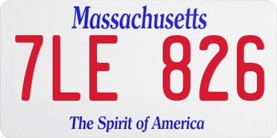 MA license plate 7LE826