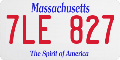 MA license plate 7LE827