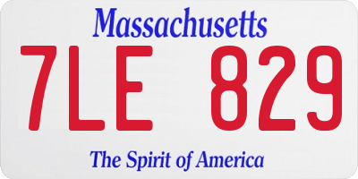 MA license plate 7LE829