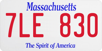 MA license plate 7LE830