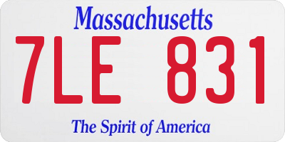MA license plate 7LE831