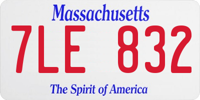 MA license plate 7LE832
