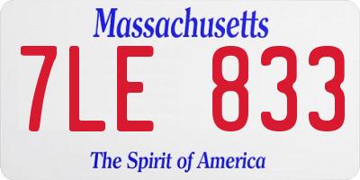 MA license plate 7LE833