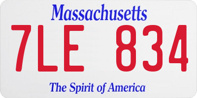 MA license plate 7LE834