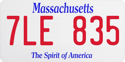 MA license plate 7LE835
