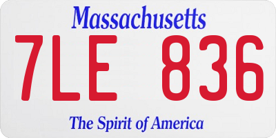 MA license plate 7LE836