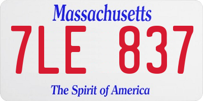MA license plate 7LE837