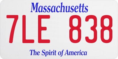 MA license plate 7LE838