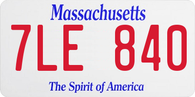 MA license plate 7LE840