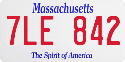 MA license plate 7LE842