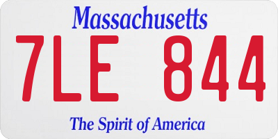 MA license plate 7LE844