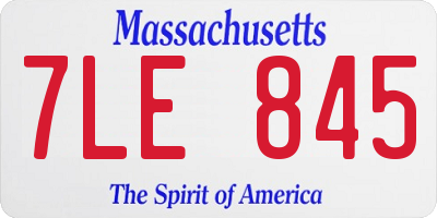 MA license plate 7LE845