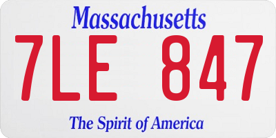 MA license plate 7LE847