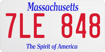 MA license plate 7LE848