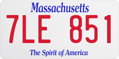 MA license plate 7LE851