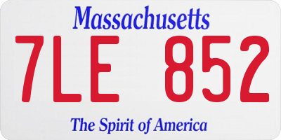 MA license plate 7LE852