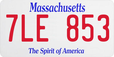 MA license plate 7LE853