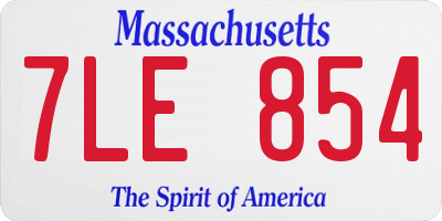 MA license plate 7LE854