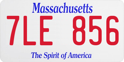 MA license plate 7LE856
