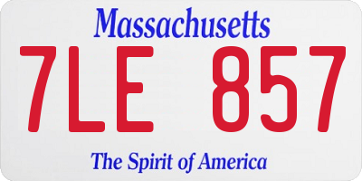 MA license plate 7LE857