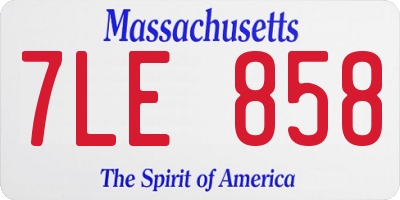 MA license plate 7LE858