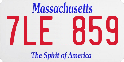 MA license plate 7LE859