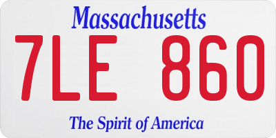 MA license plate 7LE860