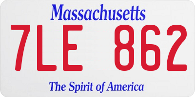 MA license plate 7LE862
