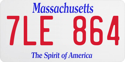 MA license plate 7LE864