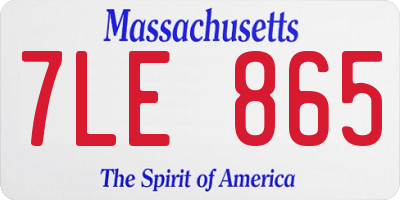 MA license plate 7LE865