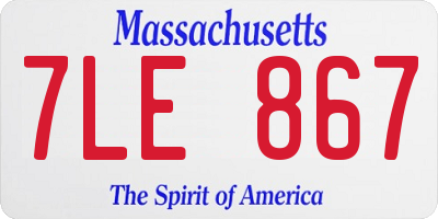 MA license plate 7LE867