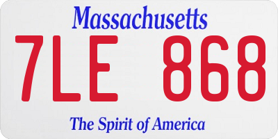 MA license plate 7LE868