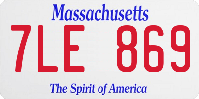 MA license plate 7LE869