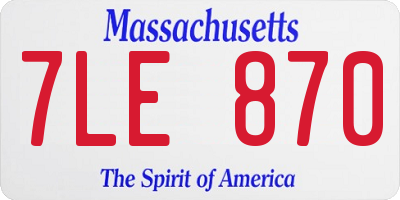 MA license plate 7LE870