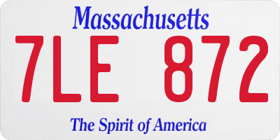 MA license plate 7LE872